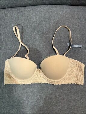 NWT Aerie Beige Lace-Trim Strapless Convertible Bra Size 32A